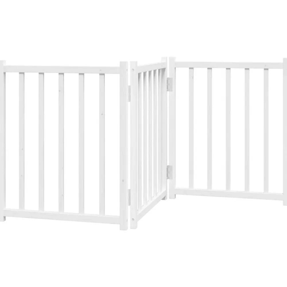 Huisdierbenodigdheden*vidaXL Hondenhek inklapbaar 3 panelen 150 cm massief vurenhout Wit