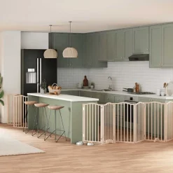 Huisdierbenodigdheden*vidaXL Hondenhek inklapbaar met deur 9 panelen 450 cm populierenhout Naturel
