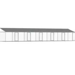 Huisdierbenodigdheden*vidaXL Hondenhok met dak en deuren 12x2x2 m gegalvaniseerd staal grijs