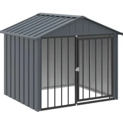 Huisdierbenodigdheden*vidaXL Hondenhok met dak 117x103x102 cm gegalvaniseerd staal zwart