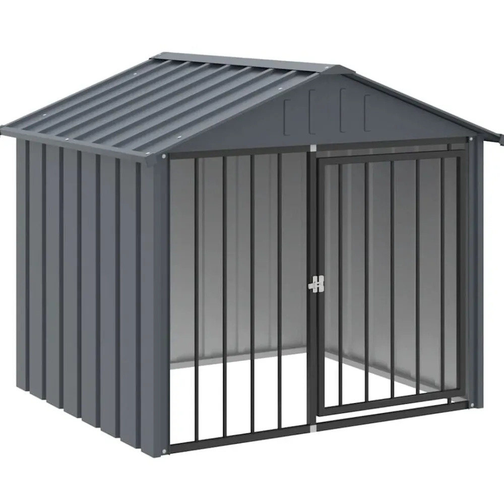Huisdierbenodigdheden*vidaXL Hondenhok met dak 117x103x102 cm gegalvaniseerd staal zwart