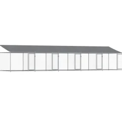 Hondenhok met dak en deuren 10x2x2 m gegalvaniseerd staal grijs>vidaXL Online