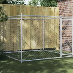 Huisdierbenodigdheden*vidaXL Hondenhok met deur 2x2x1,5 m gegalvaniseerd staal grijs