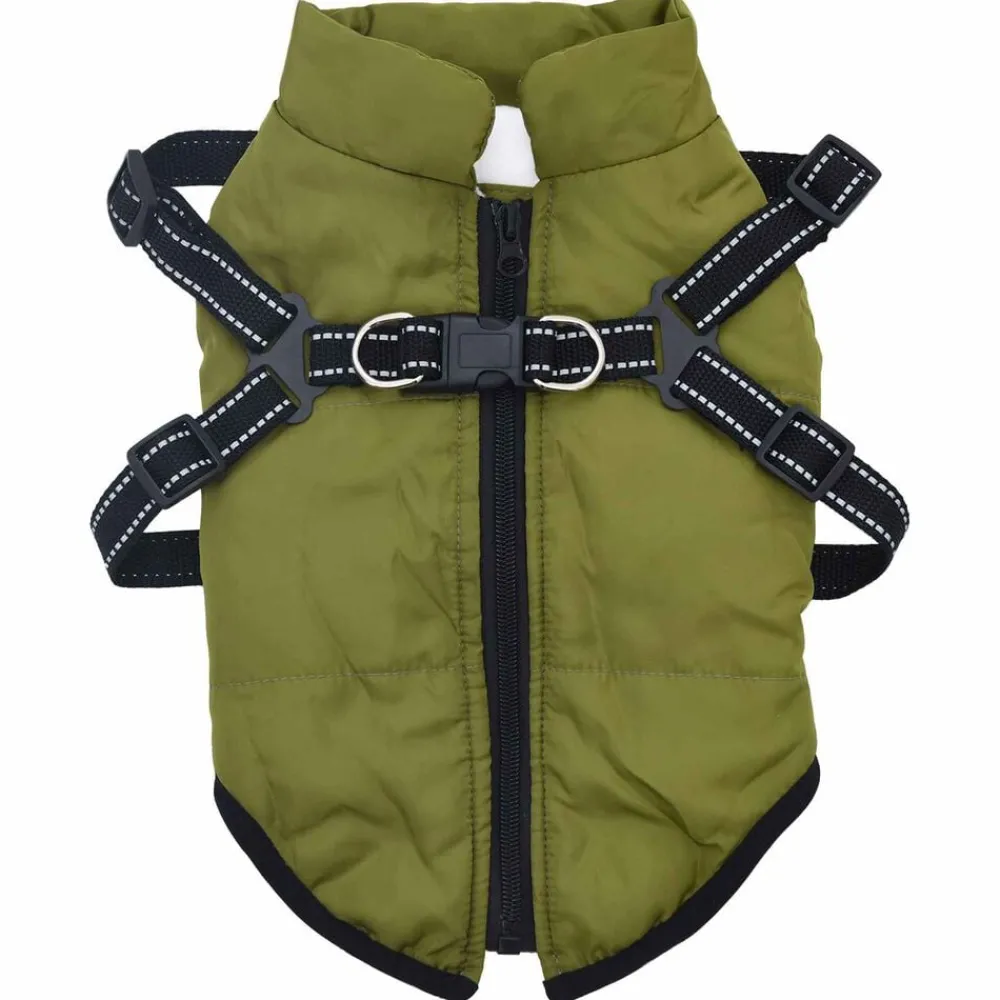 Huisdierbenodigdheden*vidaXL Hondenjas Legergroen L28 Fleece en polyester Leger groen