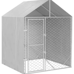 Huisdierbenodigdheden*vidaXL Hondenkennel met dak 2x2x2,5 m gegalvaniseerd staal zilver