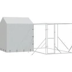 Huisdierbenodigdheden*vidaXL Hondenkennel met dak 4x4x2,5 m gegalvaniseerd staal zilver