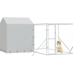 Huisdierbenodigdheden*vidaXL Hondenkennel met dak 4x4x2,5 m gegalvaniseerd staal zilver