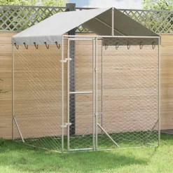 Hondenkennel met dak 2x2x2,5 m gegalvaniseerd staal zilver>vidaXL Online
