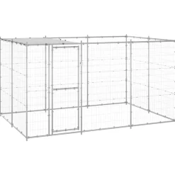 Hondenkennel met dak 7,26 m² gegalvaniseerd staal>vidaXL Outlet