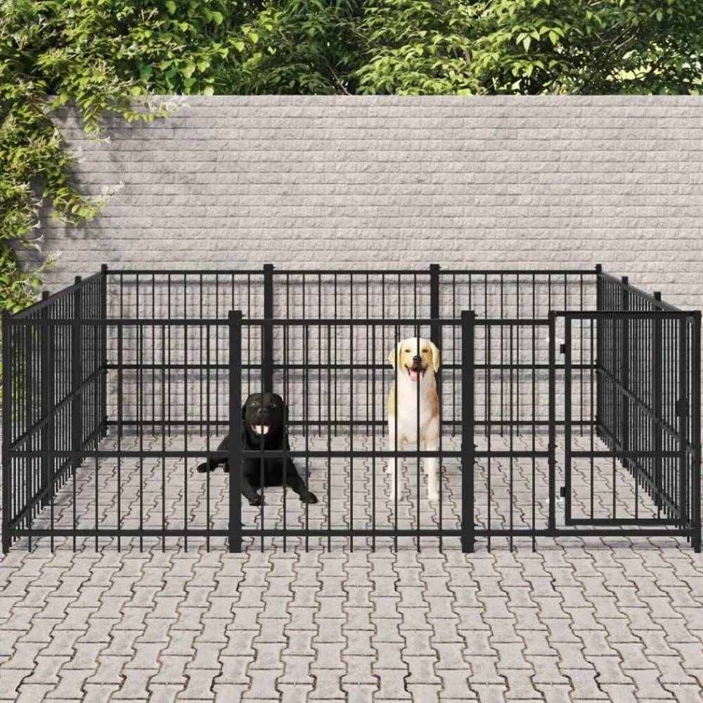 Huisdierbenodigdheden*vidaXL Hondenkennel voor buiten 8,47 m² staal
