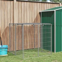 Huisdierbenodigdheden*vidaXL Hondenkennel 110x110x110 cm staal kleurig Zilver