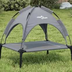 Huisdierbenodigdheden*vidaXL Hondenmand met luifel oxford stof en staal antracietkleurig