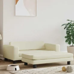 Huisdierbenodigdheden*vidaXL Hondenmand met verlengstuk 100x50x30 cm kunstleer crèmekleurig Cr&egrave;me