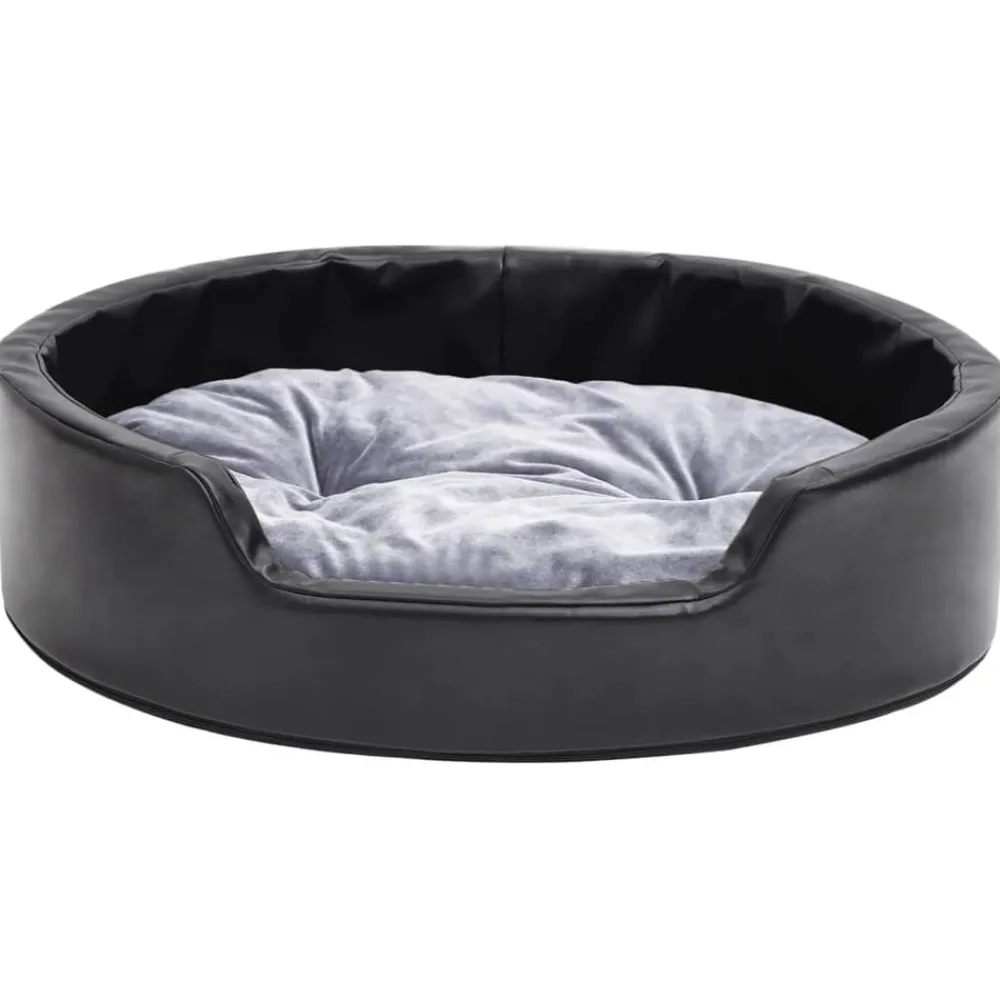 Hondenmand 69x59x19 cm pluche en kunstleer zwart en>vidaXL Online