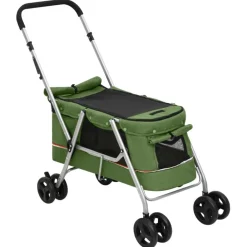 Huisdierbenodigdheden*vidaXL Hondenwagen inklapbaar 100x49x96 cm linnenstof Groen