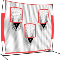 Honkbalnet draagbaar 183x105x183 cm Polyester zwart en rood>vidaXL Discount
