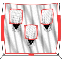 Honkbalnet draagbaar 183x105x183 cm Polyester zwart en rood><noscript><img width=