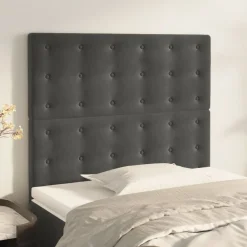 Bedden & Accessoires*vidaXL Hoofdbord 80x5x118/128 cm Fluweel Donkergrijs