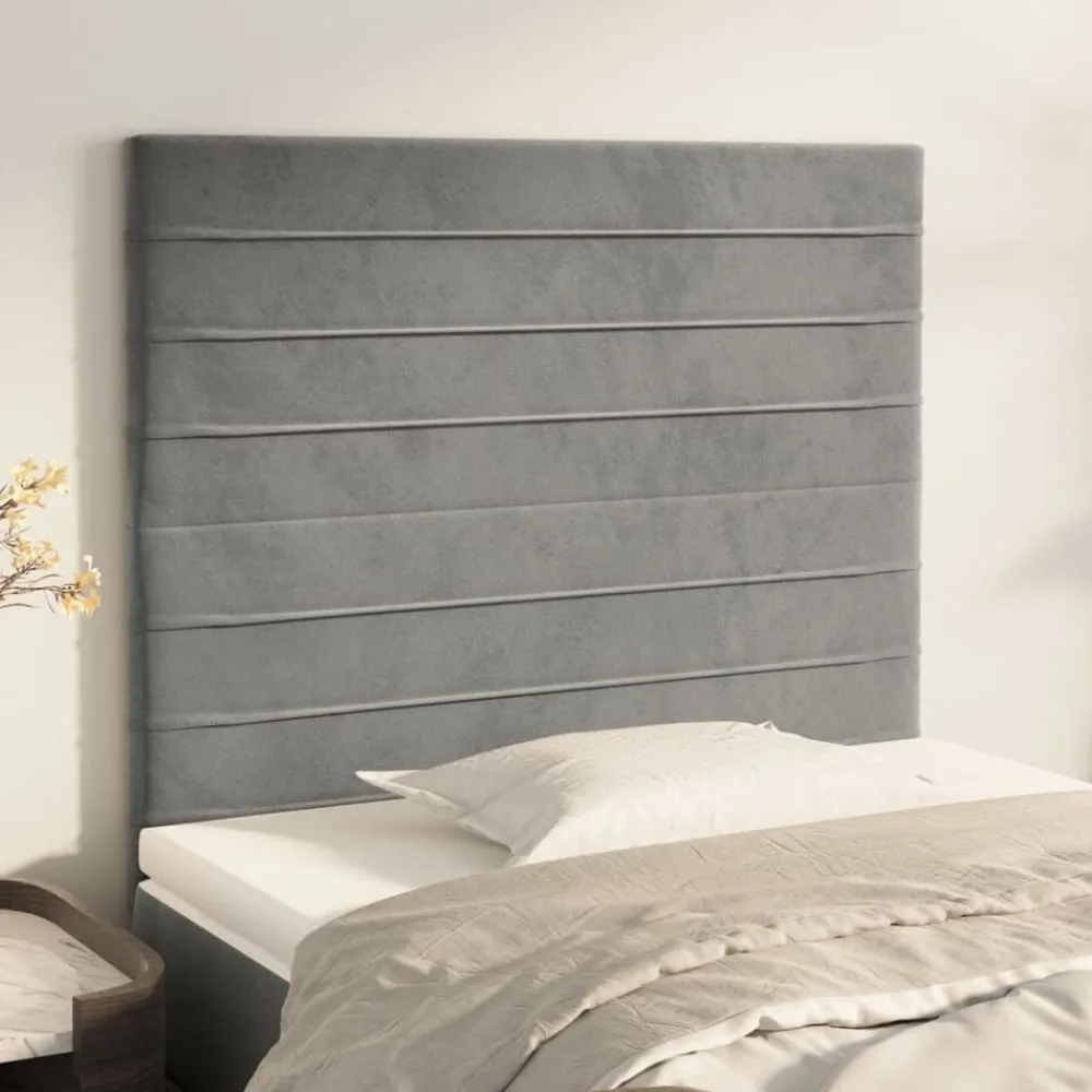 Bedden & Accessoires*vidaXL Hoofdbord 80x5x118/128 cm fluweel Lichtgrijs