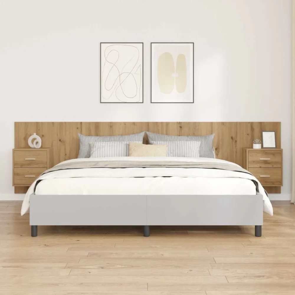 Bedden & Accessoires*vidaXL Hoofdbord Met Kast met lade 3 pcs Artisan Eiken Bewerkt hout artisanaal eikenkleurig