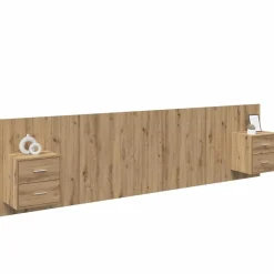 Bedden & Accessoires*vidaXL Hoofdbord Met Kast met lade 3 pcs Artisan Eiken Bewerkt hout artisanaal eikenkleurig