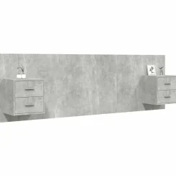 Bedden & Accessoires*vidaXL Hoofdbord met kastjes bewerkt hout Betongrijs