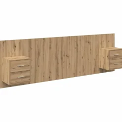 Bedden & Accessoires*vidaXL Hoofdbord Met Kast met lade 3 pcs Artisan Eiken Bewerkt hout artisanaal eikenkleurig