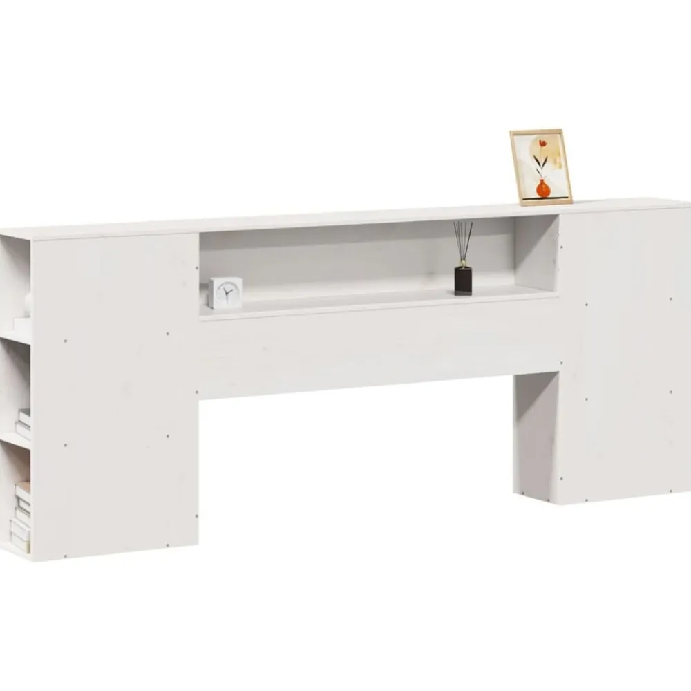 Bedden & Accessoires*vidaXL Hoofdbord met opbergruimte 200 cm massief grenenhout Wit