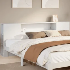 Bedden & Accessoires*vidaXL Hoofdbord met opbergruimte 200 cm massief grenenhout Wit