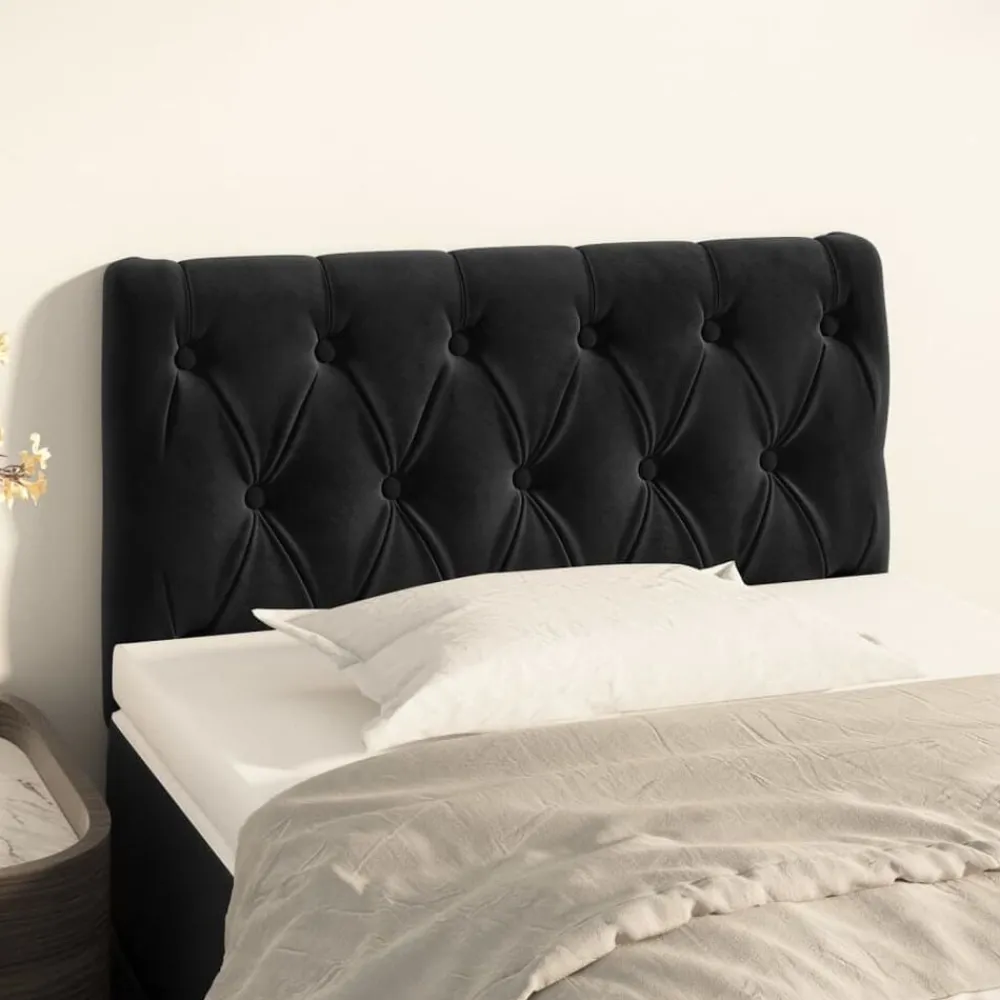 Bedden & Accessoires*vidaXL Hoofdbord 80x7x78/88 cm fluweel Zwart
