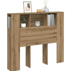 Hoofdbordkast 120x19x104,5cm bewerkt hout artisanaal eikenkleur><noscript><img width=