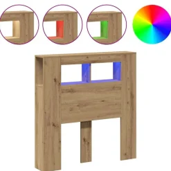Hoofdeinde met LED 100x18,5x103,5 cm hout artisanaal eikenkleur>vidaXL Hot