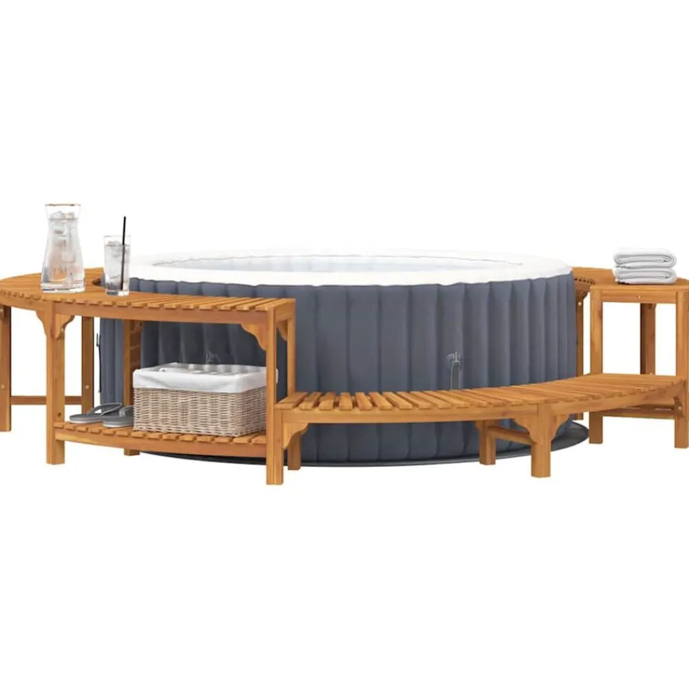 Hot Tub Omgeving Bruin Ø255 x 55,5 cm Massief Acaciahout>vidaXL