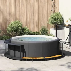 Hottub Surround opbergruimte houten opstapje poly rattan><noscript><img width=