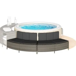 Hottub-bankjes met kussens 2 st poly rattan>vidaXL Discount