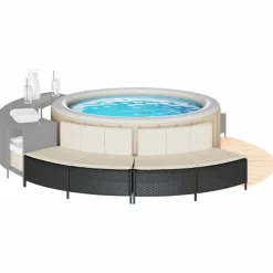Zwembaden & Spa'S*vidaXL Hottub-bankjes met kussens 2 st poly rattan Zwart