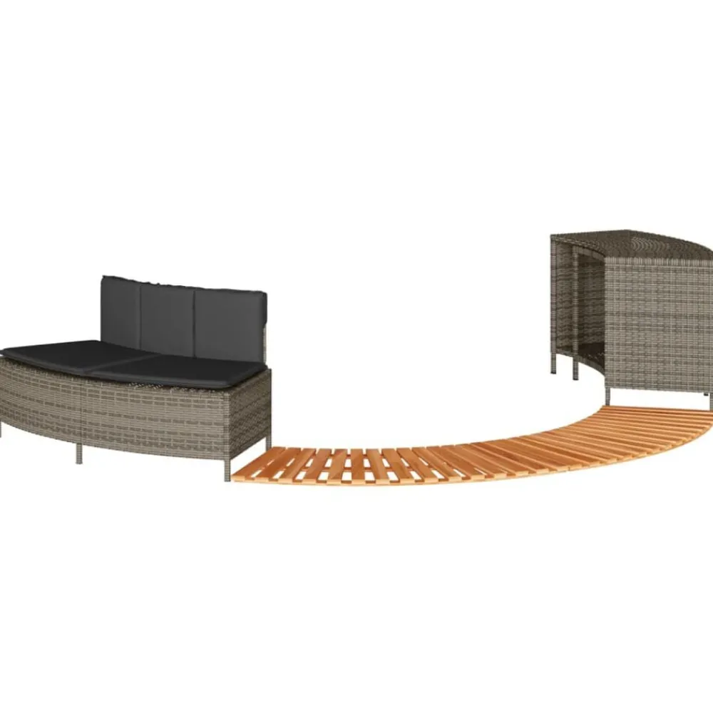 Hottub-ombouw poly rattan massief acaciahout>vidaXL Outlet