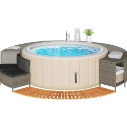 Hottub-ombouw poly rattan massief acaciahout>vidaXL Outlet