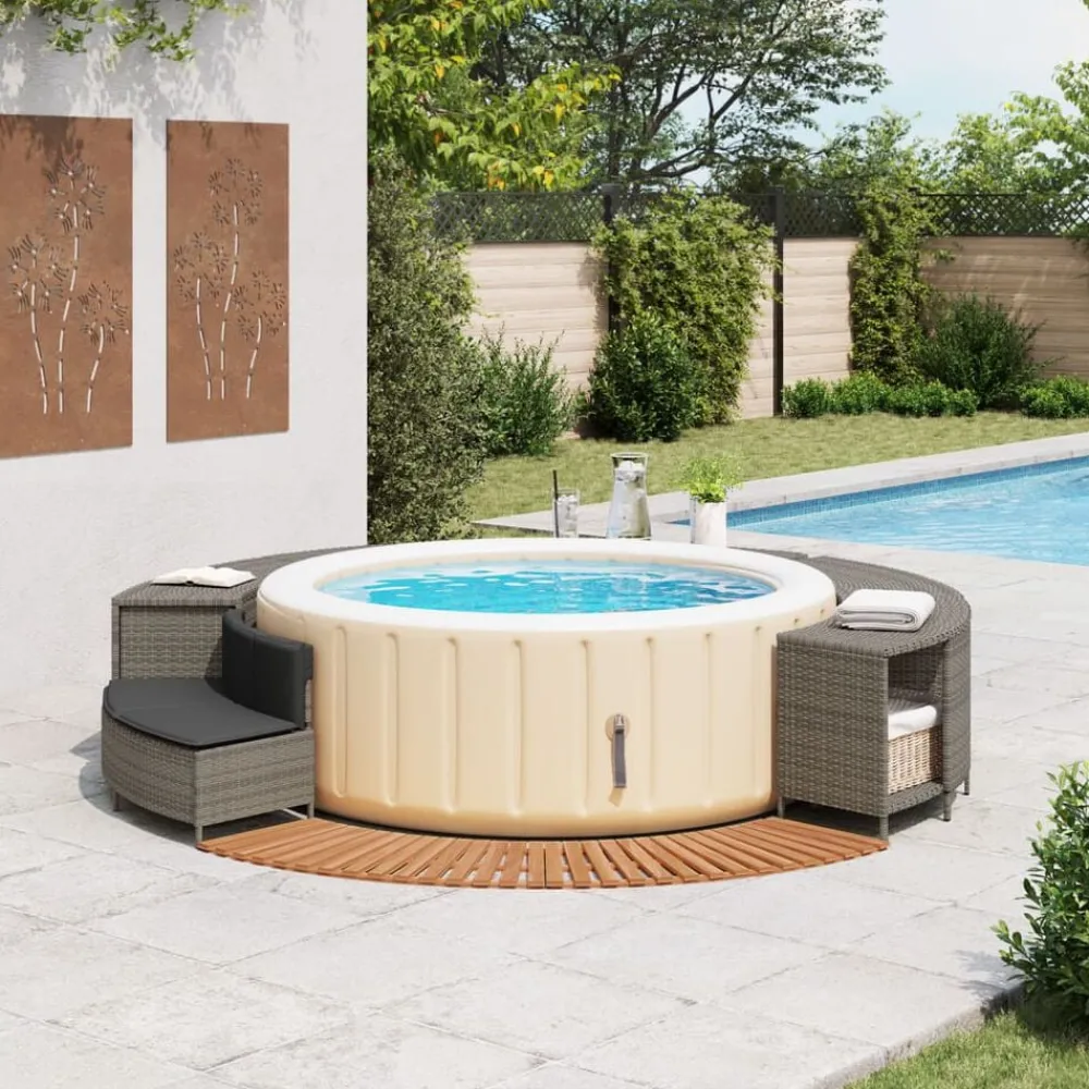 Hottub-ombouw poly rattan massief acaciahout>vidaXL Outlet