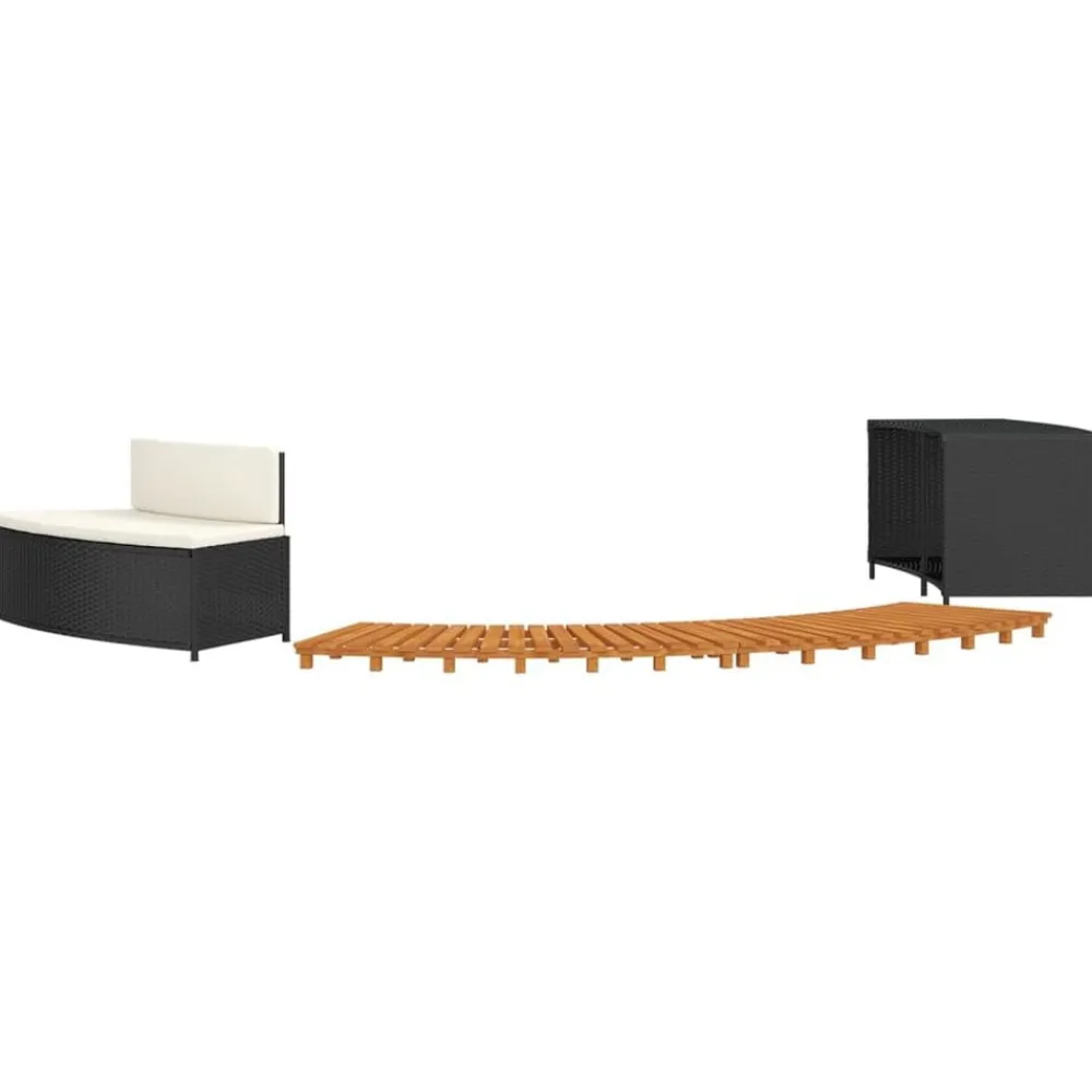 Zwembaden & Spa'S*vidaXL Hottub-ombouw poly rattan en massief acaciahout Zwart