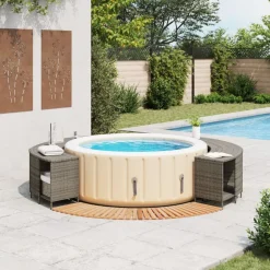 Zwembaden & Spa'S*vidaXL Hottub-ombouw poly rattan massief acaciahout Grijs