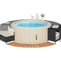 Zwembaden & Spa'S*vidaXL Hottub-ombouw poly rattan en massief acaciahout Zwart