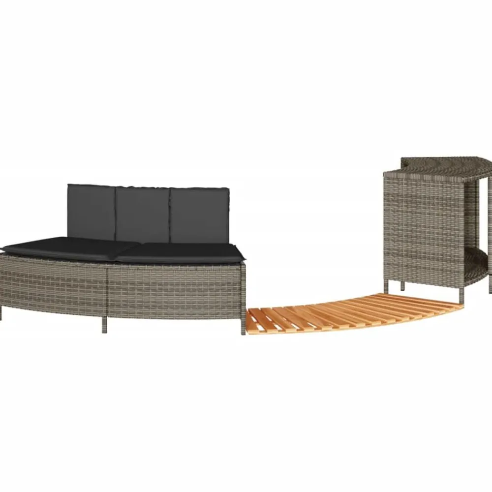 Hottub-ombouw poly rattan massief acaciahout>vidaXL