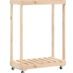 Houtkachel- & Haardaccessoires*vidaXL Houtblokhouder met wielen 76,5x40x108 cm massief grenenhout Naturel