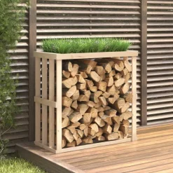 Houtkachel- & Haardaccessoires*vidaXL Houtblokhouder 108x52x106 cm massief grenenhout Naturel