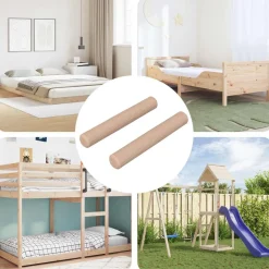 Bouwbeslag*vidaXL Houten Dowels 2 pcs Naturel Ø 6 x 40 mm Massief Hout