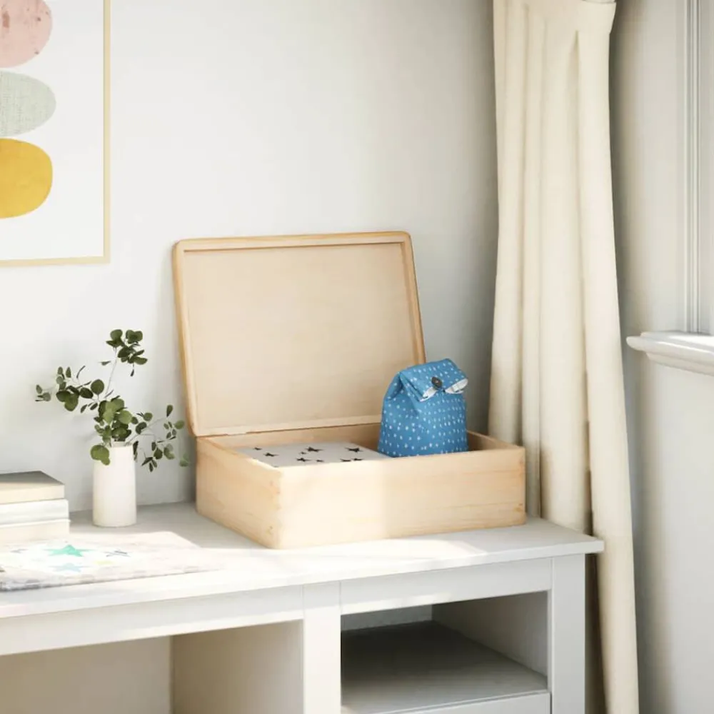 Huishoudelijke Benodigdheden*vidaXL Houten kist met deksel 40x30x13 cm massief grenenhout Naturel
