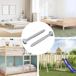 Houten Schroef 2 pcs Zilver 9,8 x 53 mm Staal>vidaXL New