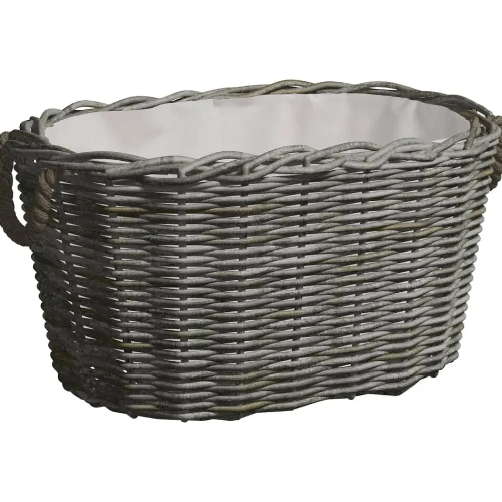 Houtkachel- & Haardaccessoires*vidaXL Houtmand met handvatten 59x42x28 cm wilgenhout grijs