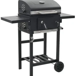 Houtskoolbarbecue met onderplank zwart>vidaXL New
